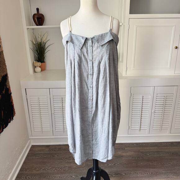 Nicholas K Chambray Linen Nautical Strap Shirt Dress Size M - Picture 1 of 7